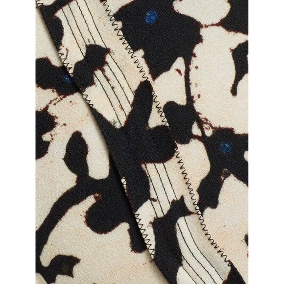 ULLA JOHNSON Anais ruffled printed crepe midi‎ dress in Beige Black 4 - Picture 6 of 16